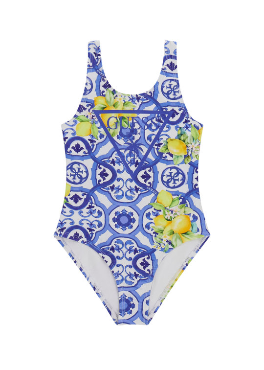 Guess Amalfi Blue Print and Lemon Swimsuit J6GZ32 MC052 P7YG