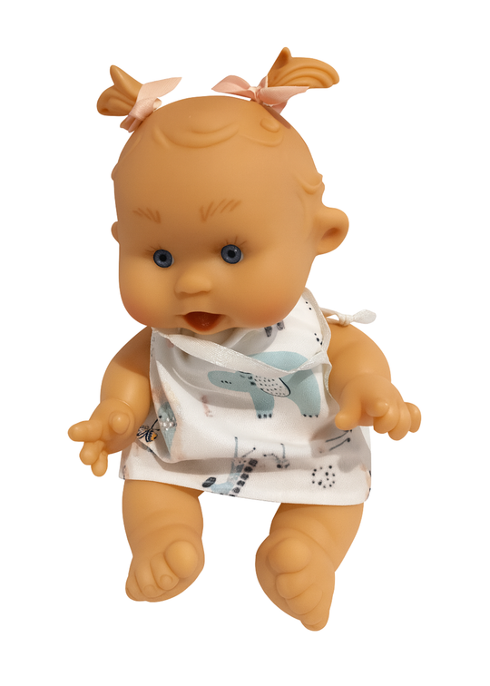 Papusa Parfumata cu Rochita Crem Imprimeu Safari - 21 cm - 0494 - Nines