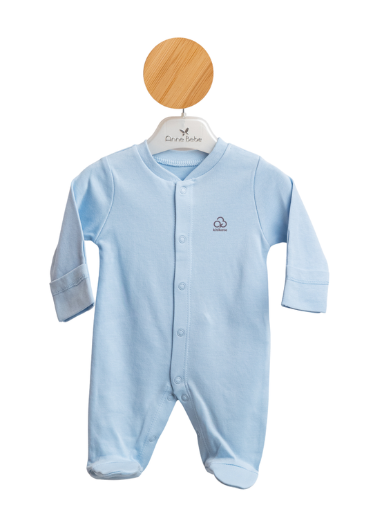 Salopeta Lunga Bleu din Bumbac Organic pentru Bebe Prematur S42241 Kitikate