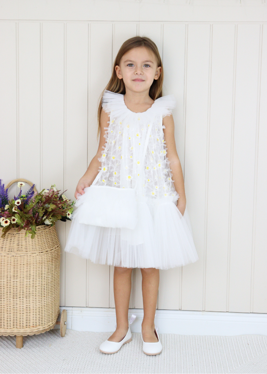 Ivory Tulle Ceremony Dress with Daisies M0633 Connie Baby