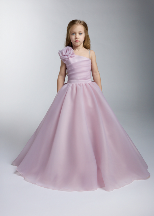 Elegant Long Lilac Ceremony Dress with Shoulder Applique 3-11 Years 2252 Kanilla