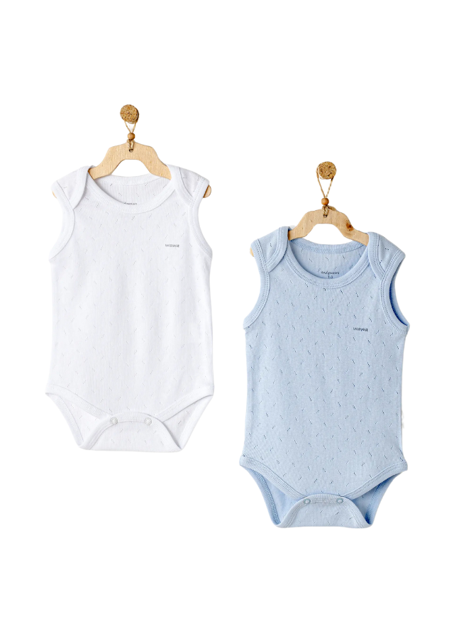 Set 2 Body Maieu Alb cu Bleu AC25553 Andywawa