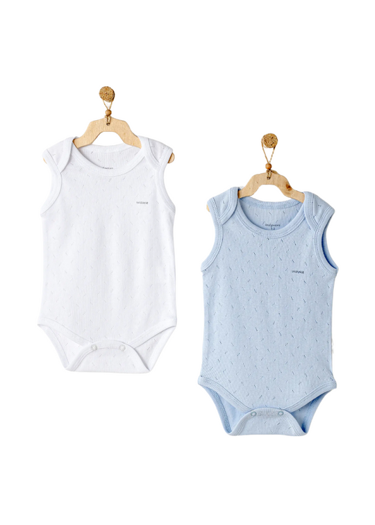 Set of 2 White and Blue Bodysuits AC25553 Andywawa