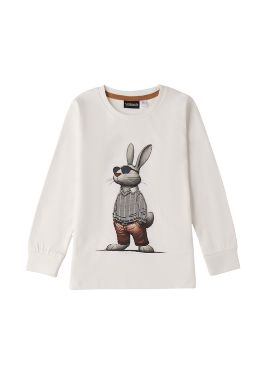 Bluza Crem cu Maneca Lunga Imprimeu Iepure 0.F131/00 Sarabanda