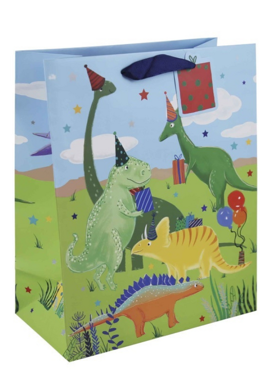 Green Gift Bag With Dinosaurs 34822