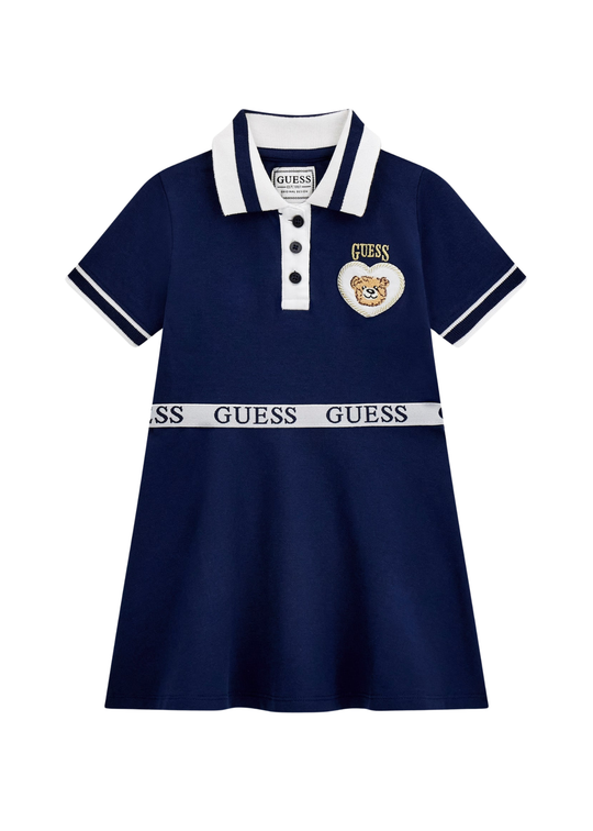 Rochie Bleumarin cu Alb cu Maneca Scurta si Guler Polo K6RK14 K7064 G7HR  Guess