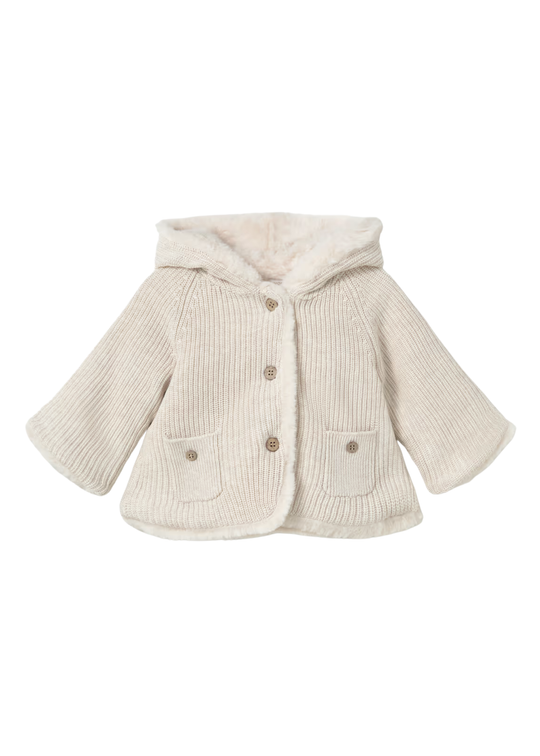 Cardigan Tricotat Crem cu Gluga si Blanita pentru Fetite 2302 – Mayoral