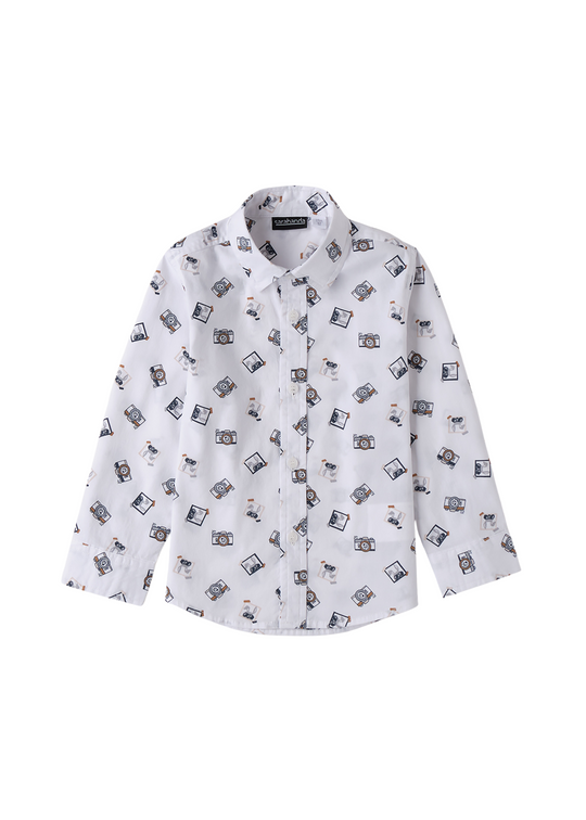 Camasa Alba cu Maneca Lunga cu Imprimeu Camere Foto 0.F121/00 Sarabanda
