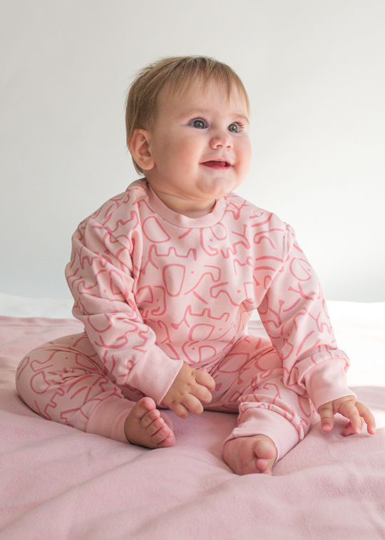 Trening 2 Piese Roz cu Desene Bumbac Organic S60439 Kitikate