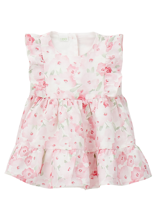 Rochie Fara Maneci Crem Imprimeu Flori Roz 4.G191/00 iDO