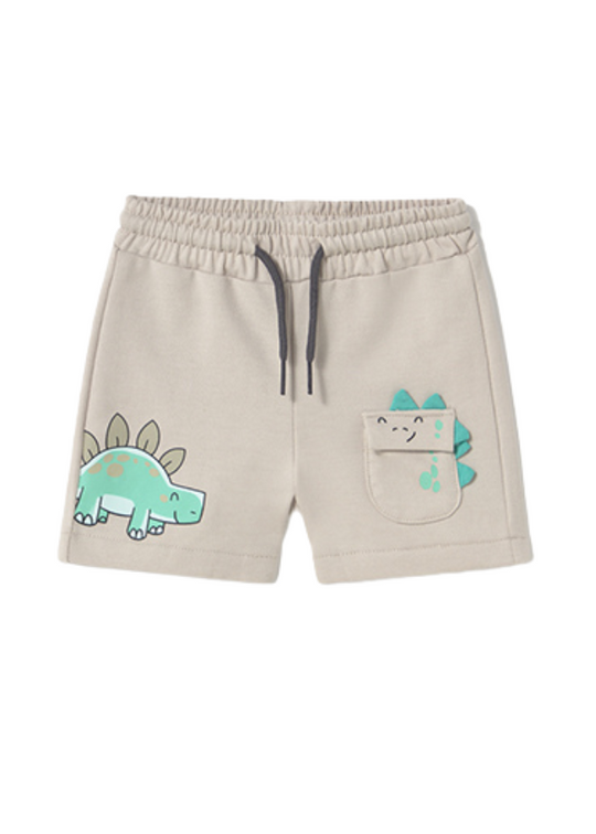 Pantaloni Scurti Sport Bej cu Siret in Talie cu Dinozauri 1242 Mayoral