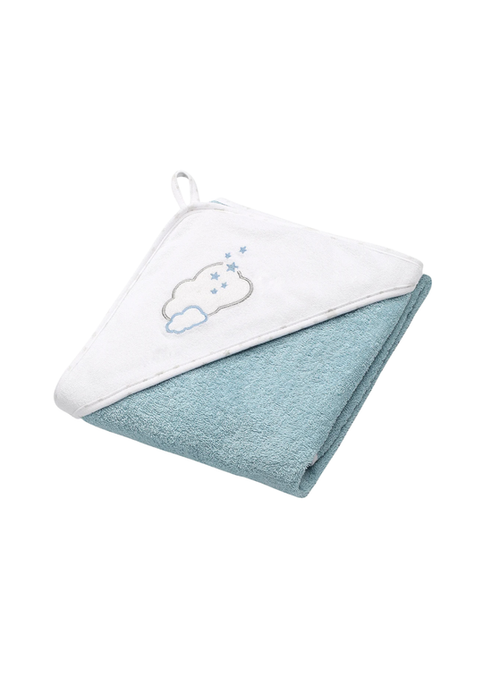 Prosop cu Gluga Bleu cu Nor si Stele 76x76 cm 141/09  BabyOno