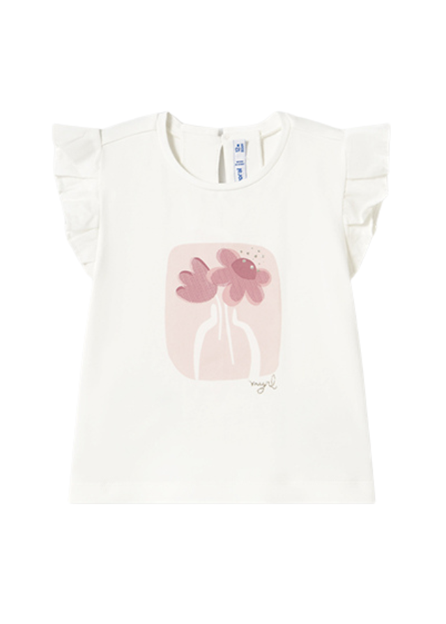 Tricou Fara Maneca Crem cu Roz 1042 Mayoral