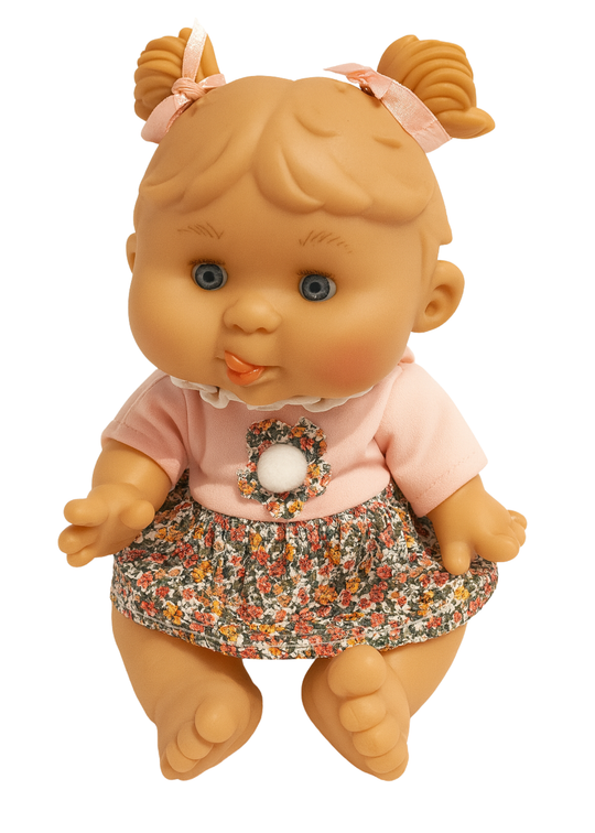 Papusa Parfumata Roz cu Imprimeu Floricele - 26 cm - 0439 - Nines