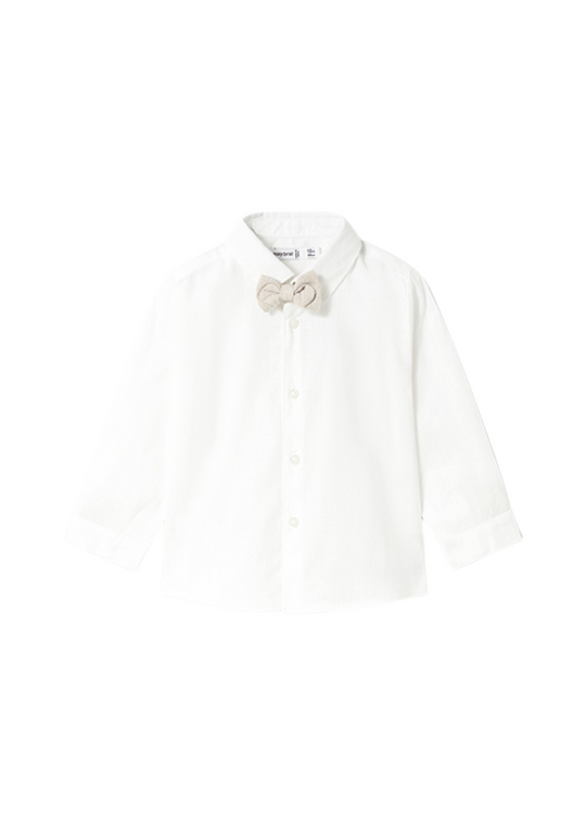 White Long Sleeve Shirt with Beige Bow Tie 1113 Mayoral