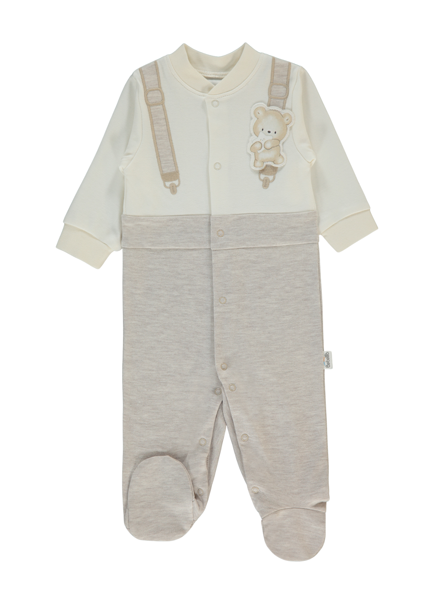 Salopeta Lunga Crem cu Bej cu Urs T4048 Bebetto