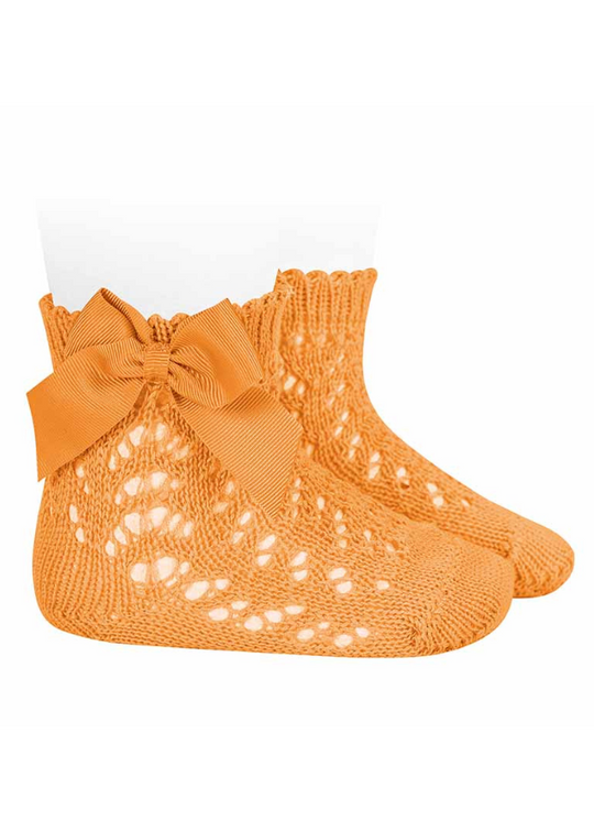 Short Perforated Peach Socks with Rips Bow 2519/4 col 617 Condor