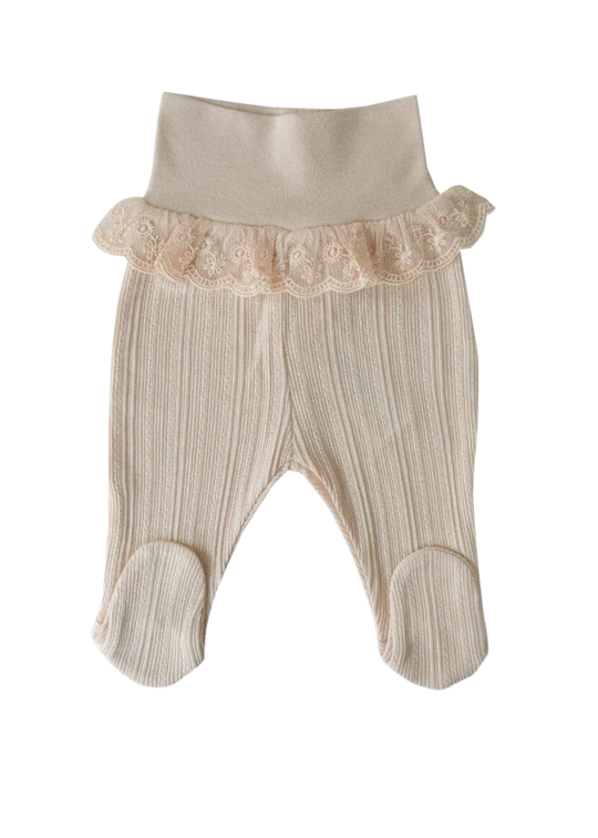 Pantaloni Roz cu Botosel si Dantela in Talie S57436 Kitikate