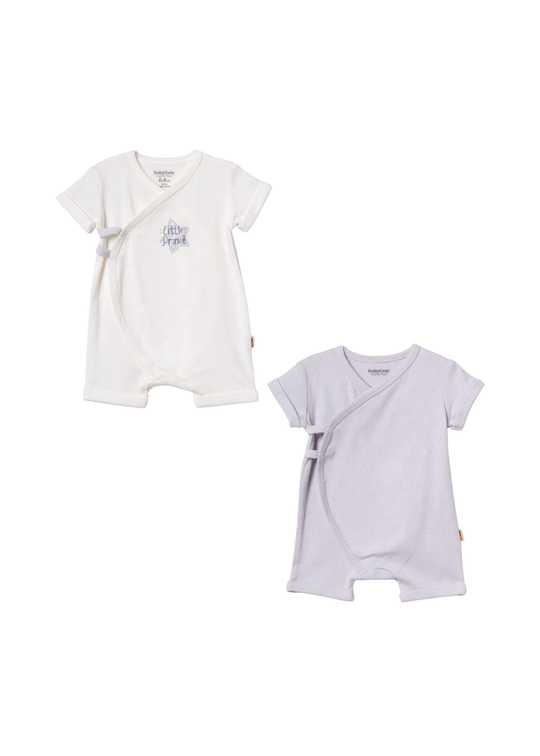 Set 2 Salopete Scurte Crem cu Gri cu Stea Little Prince CSY4522 Little Prince Baby Cosy