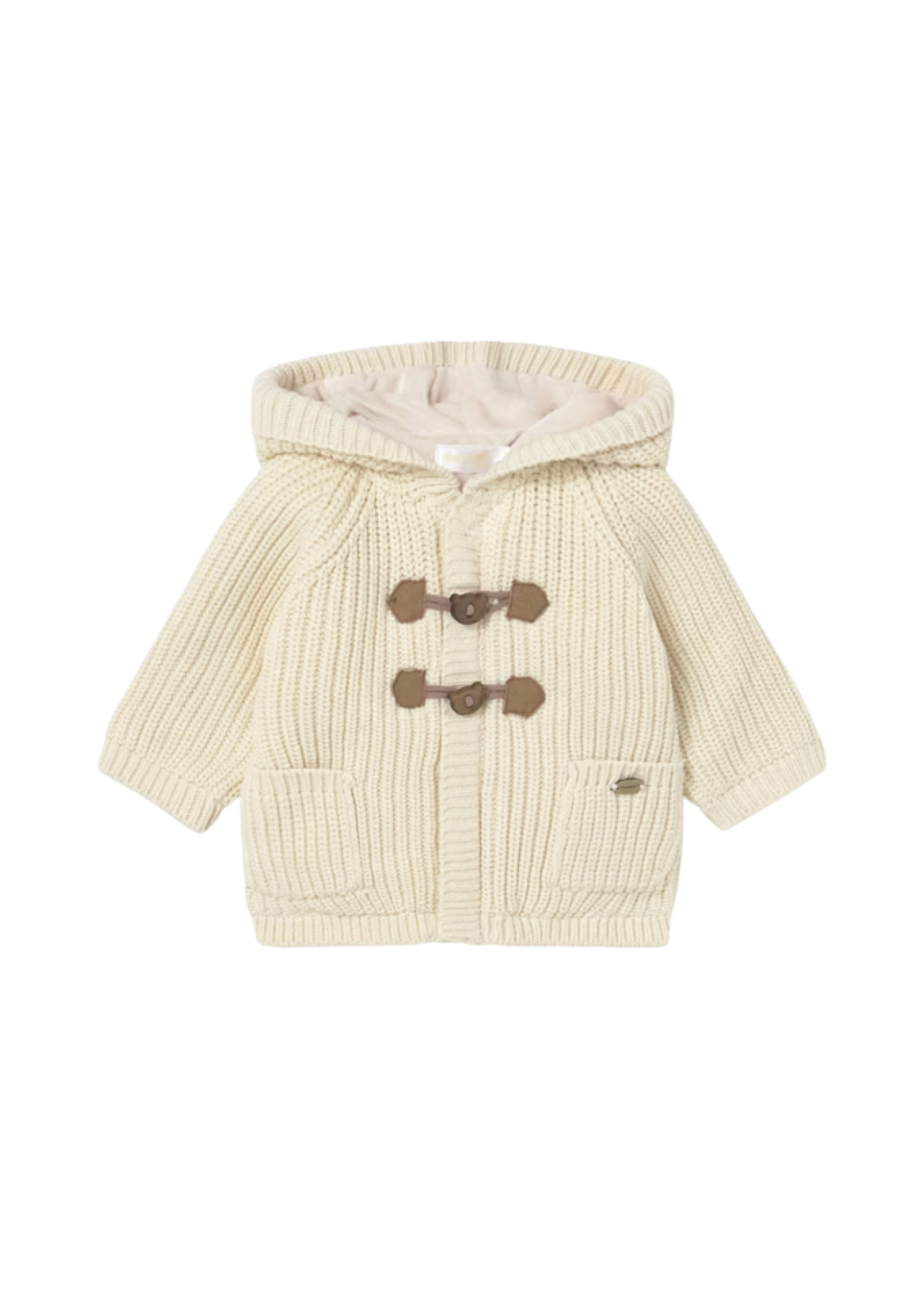 Cardigan Tricotat Crem cu Gluga si Captuseala din Blana 2330 Mayoral