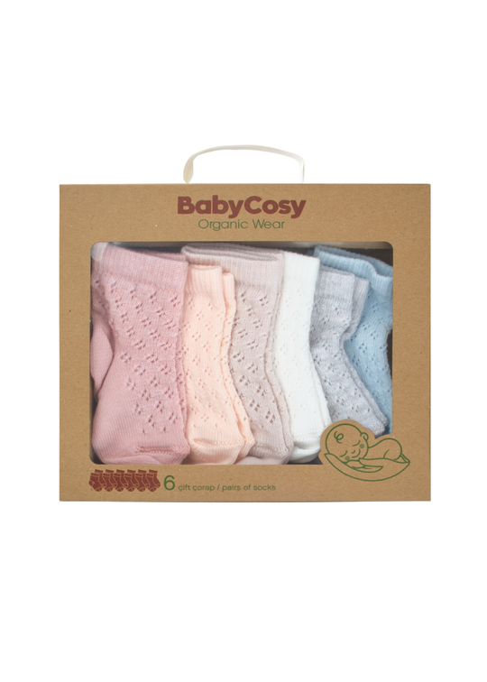 Set 6 Perechi de Sosete Colorate din Bumbac Organic CSYC1006 Baby Cost