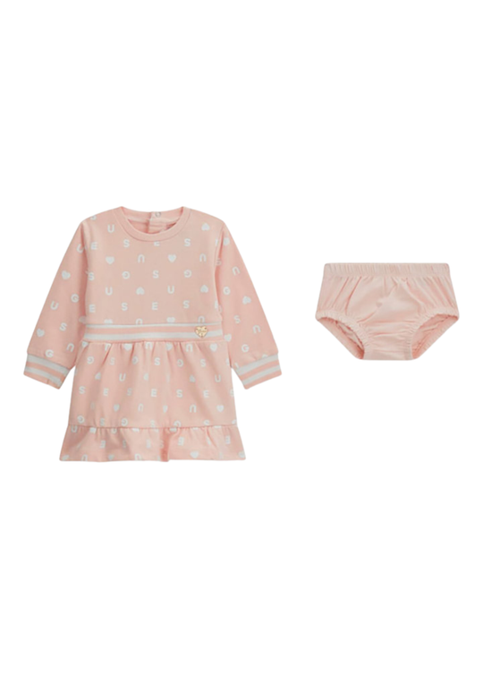 Set 2 Piese Rochie Sport cu Maneca Lunga si Chilot Roz A6YK04 – Guess