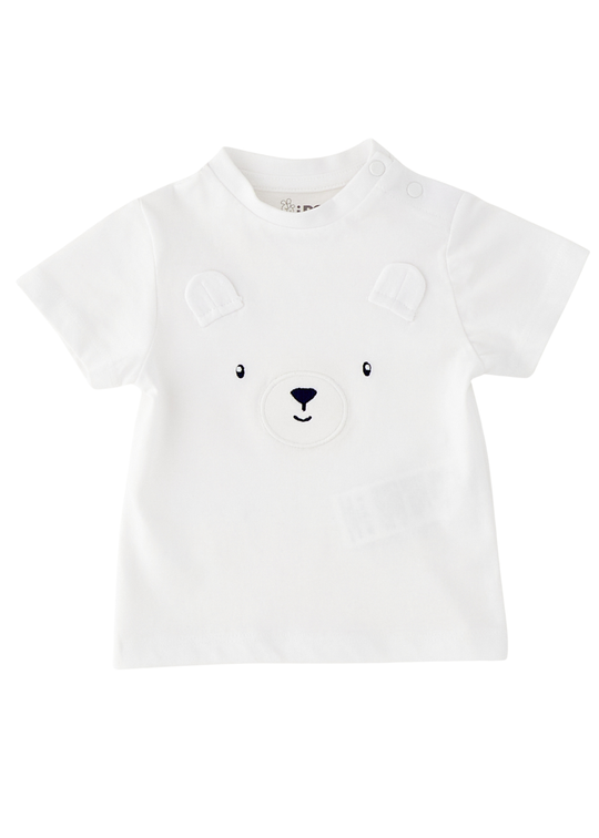 Tricou Alb Maneca Scurta cu Urs 4.G009/00 iDO