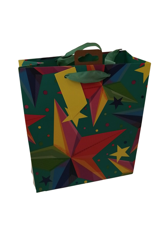 Punga Cadou Verde cu Stele SDE 401M Gift Design