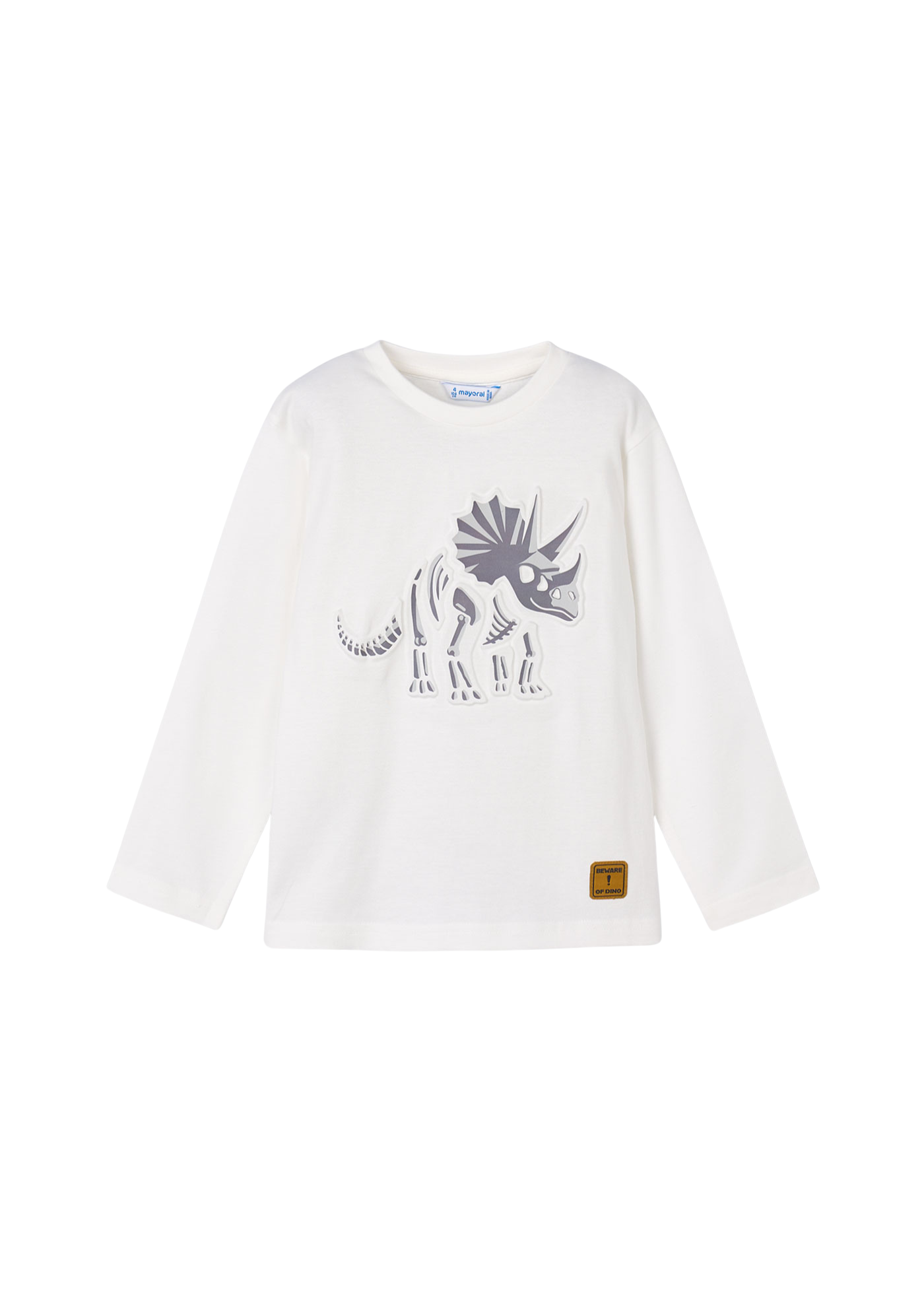 Bluza Alba cu Maneca Lunga cu Dinozaur 4089 Mayoral