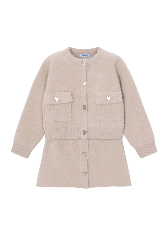 Set cu Cardigan din Tweed Bej si Fusta pentru Fete 4935 – Mayoral