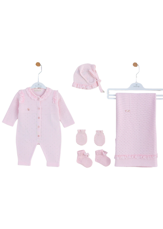 Pink Knitted 5 Piece Set with Jumpsuit 3092 Leo king