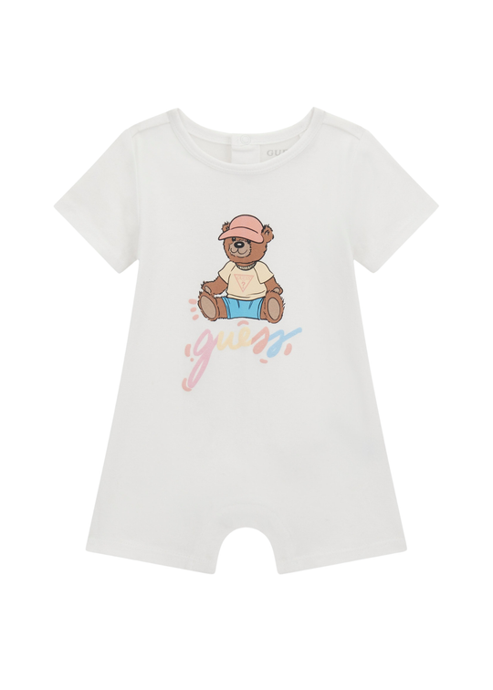Guess White Short Overalls with Bear H6GW06 K6YW1 G011
