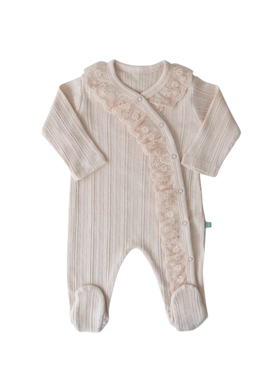 Salopeta Lunga Roz cu Dantela S57337 Kitikate