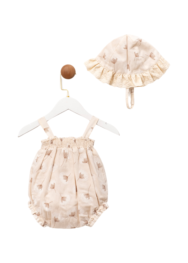 Set 2 Piese Body Bej cu Bretele si Palarie MJ112 Mary & Joe