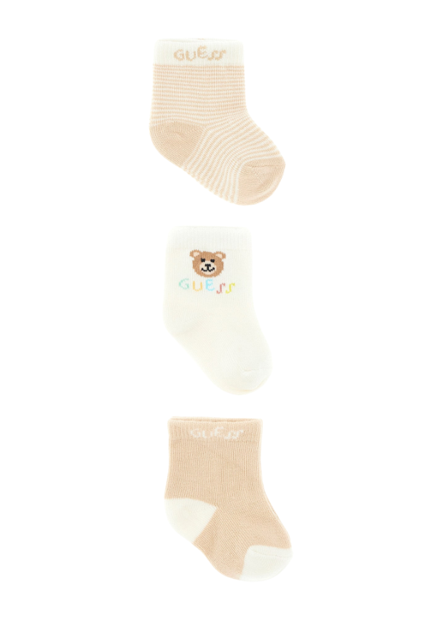 Set 3 Perechi de Sosete Alb cu Bej H4YZ07 Z3G10 F1Z7 Guess