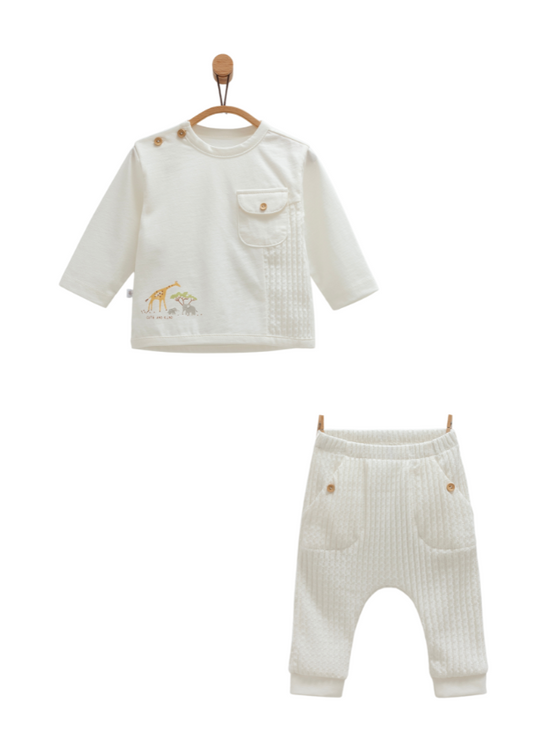 2-Piece Set Cream Blouse and Pants with Animal Print Safari Time TKK1364 Mell Sweet Baby
