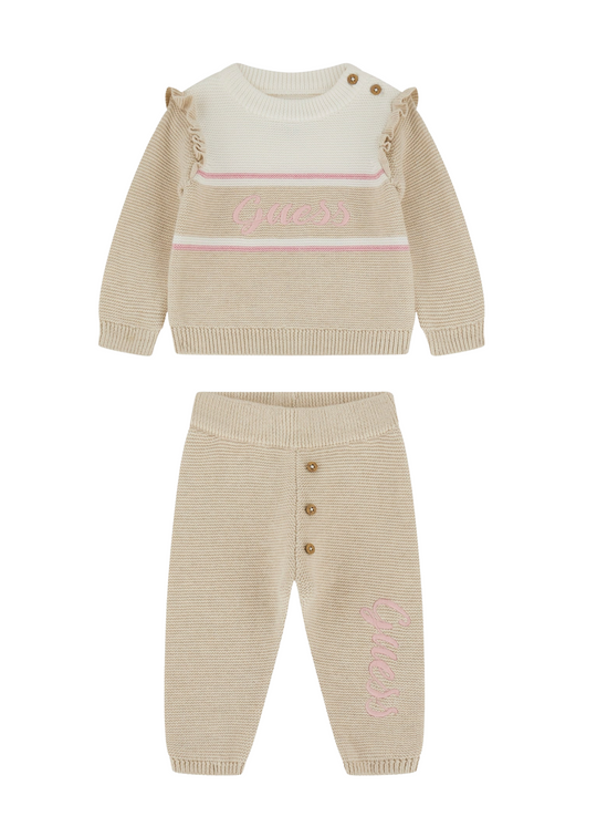 Set 2 Piese Tricotat Bej  Bluza si Pantaloni A5YG13 Z3FK1 LOH Guess