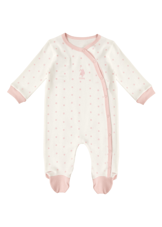 Довгі комбінезони кольору слонової кістки 1937 V1 Us Polo Assn із рожевими зірками та горошком