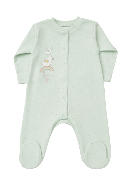Salopeta Lunga din Bumbac Verde cu Ratuste cu Capse TK2254 Mell Sweet Baby