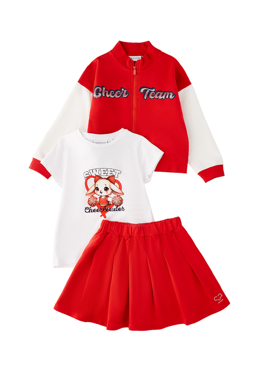 Set 3 Piese Jacheta Sport Fusta si Tricou Alb cu Rosu 0.G208/00 Sarabanda