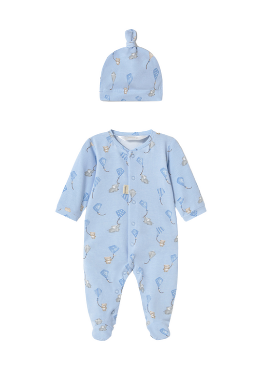 Salopeta Lunga Bleu cu Fes Imprimeu Animalute cu Zmeu 1706 Mayoral