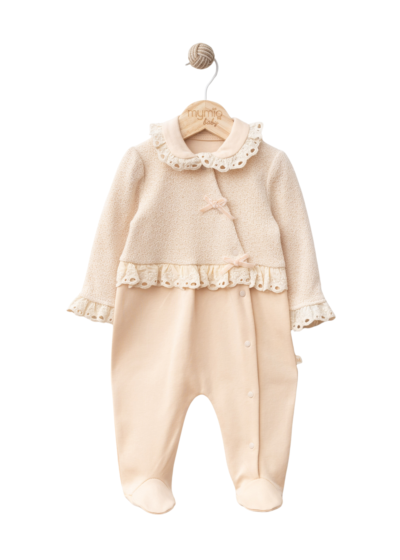 Salopeta Lunga Somon cu Tricot pe Bust si Dantela Bumbac 4361 MyMio
