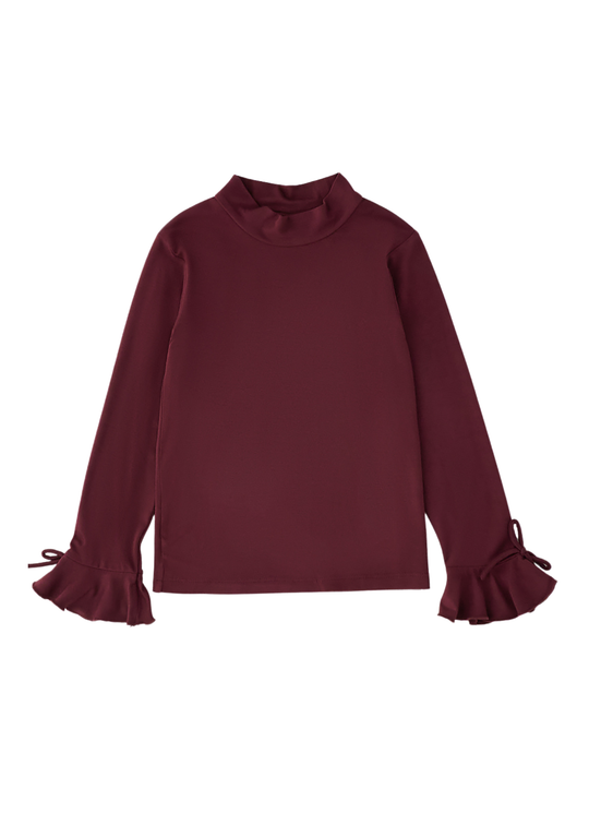 Bluza Tip Helanca Grena cu Maneca cu Volanas 364 – iDO