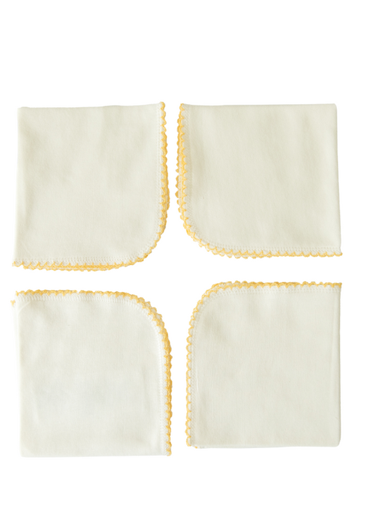 Set of 4 Cream and Yellow Organic Cotton Handkerchiefs S76353 KitiKate
