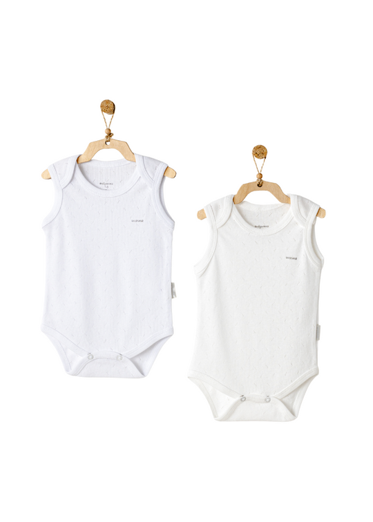 Set of 2 White Tank Top Bodysuits AC24700 Andywawa