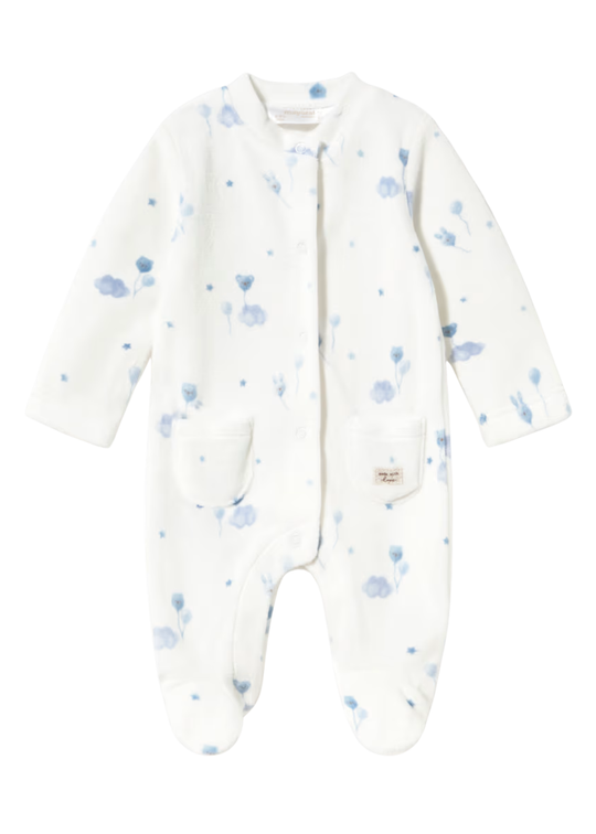 Costumas Velur cu Talpa si Imprimeu Floral Bleu pentru Baieti 2761 – Mayoral