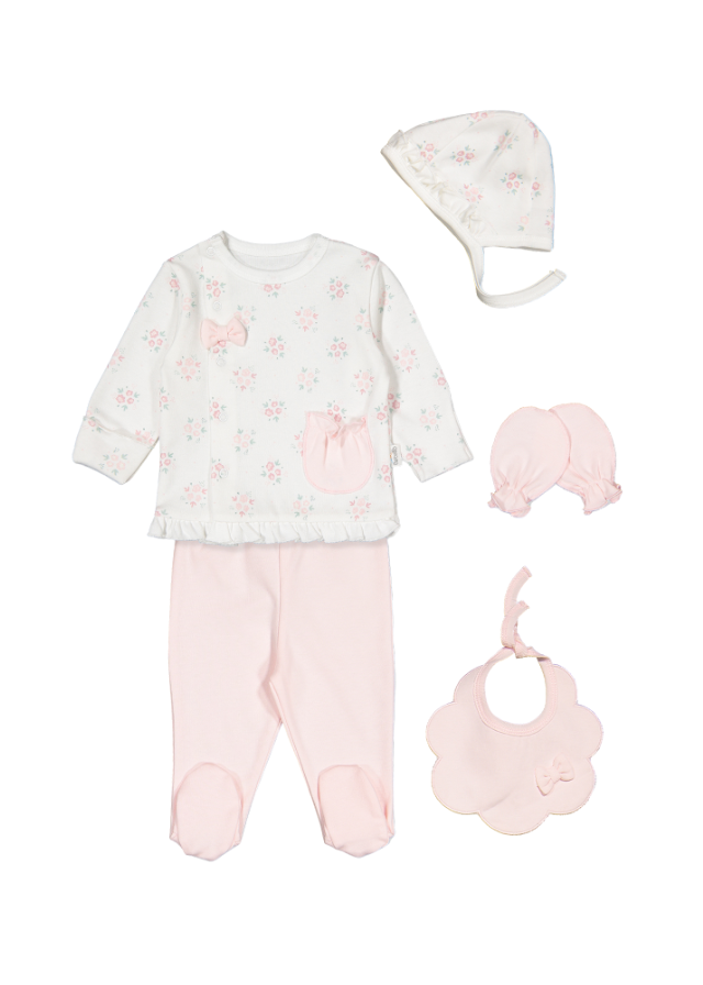 Set 5 Piese Crem cu Flori Somon Flowers Z977 Bebetto