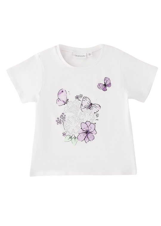 Tricou Alb Maneca Scurta cu Fluturi 0.G313/00 Sarabanda