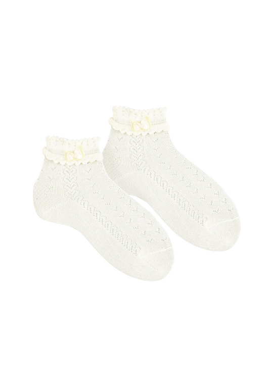 Ivory Ceremony Short Socks with Small Satin Bow and Pearl 2765-4 Condor