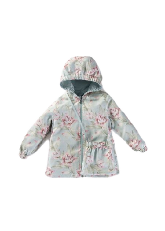 Geaca de Ploaie Verde Menta Reversibila cu Imprimeu Flori M52103 Midimod Gold